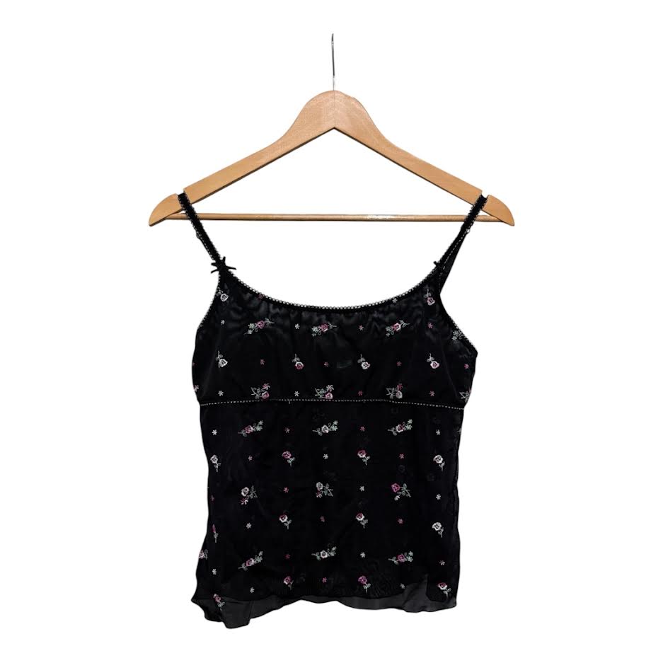 Flower Embroided Mesh Top