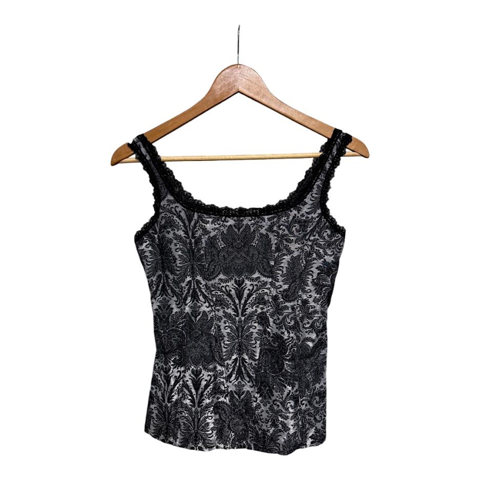 Black Patterned Lace Top