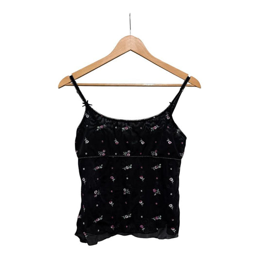 Flower Embroided Mesh Top