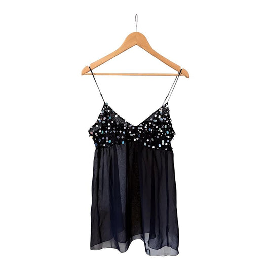 BabyDoll Black Sequin & Mesh Top