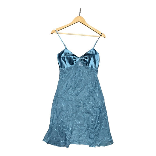 Aqua Blue Mini Satin Dress