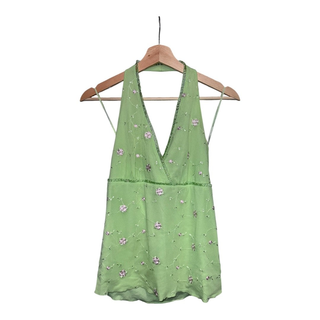 Fairycore Mesh Embroided Halter Top