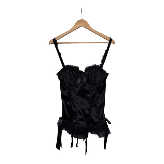 Grunge Black Satin Corset Top